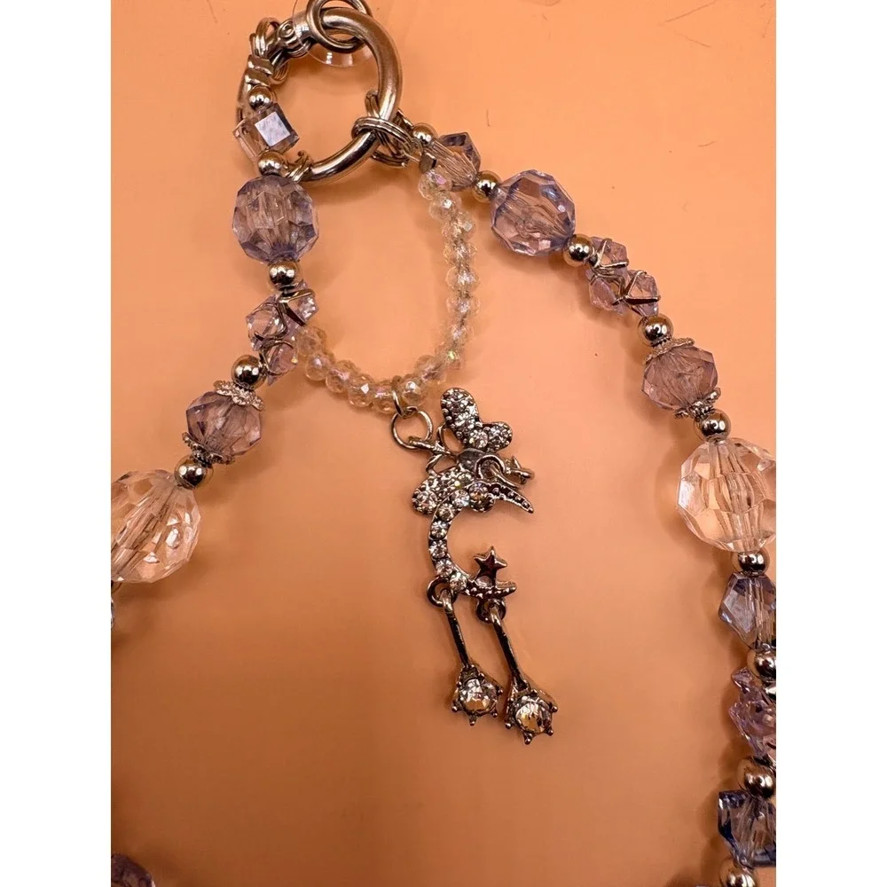 Gorgeous Beaded Phone Lanyard with Crystal Butterfly, Moon and Stars